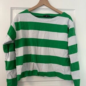 Green / Light Blue Striped Long Sleeve Shirt Rugby Shirt - J.Crew